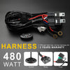 LED Light Bar Wiring Harness 14AWG, YUGUANG 3 Lead Universal Led Wiring Harness with 12V 40A Relay and Two Control Switches for Switching between Different Modes