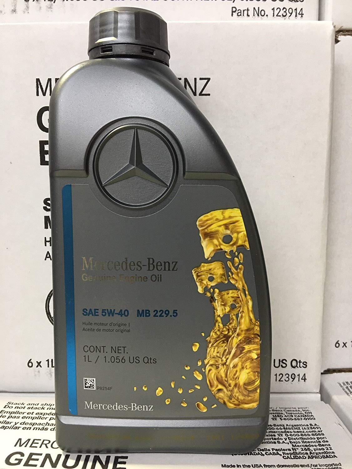 Genuine Mercedes Engine Oil (5W-40) 1 Quart, (Pack of 6) MB SPEC 229.5