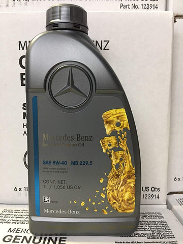 Genuine Mercedes Engine Oil (5W-40) 1 Quart, (Pack of 6) MB SPEC 229.5