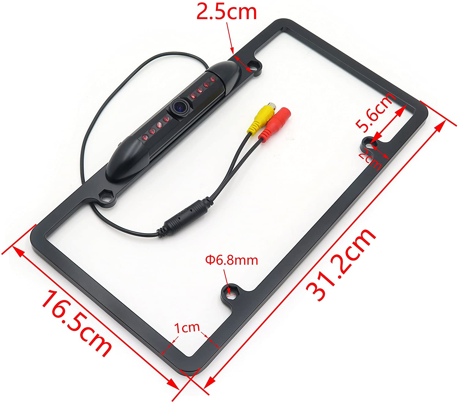 HTTMT MT371-030- HD Color CMOS Car License Plate Frame Mount Rear View Backup Camera 8 IR LED US