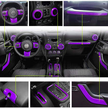 26 PCS Interior Decoration Trim Kit - Steering Wheel&Center Console Cover, Air Outlet Trim, Door Handle Cover Inner,Gear Frame,Copilot Handle Trim For Jeep Wrangler JK JKU 2011-2018 2&4-Door (Purple)