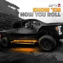 OPT7 2pc 60" Side Kick Running Board LED Strips w/Amber Turn Signal, DRL, and White Courtesy Lights