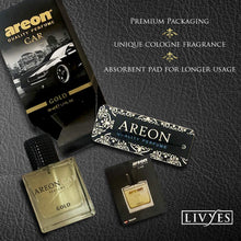 AREON MCP04 Car Perfume 1.7 Fl Oz. (50ml) Glass Bottle Air Freshener, Gold
