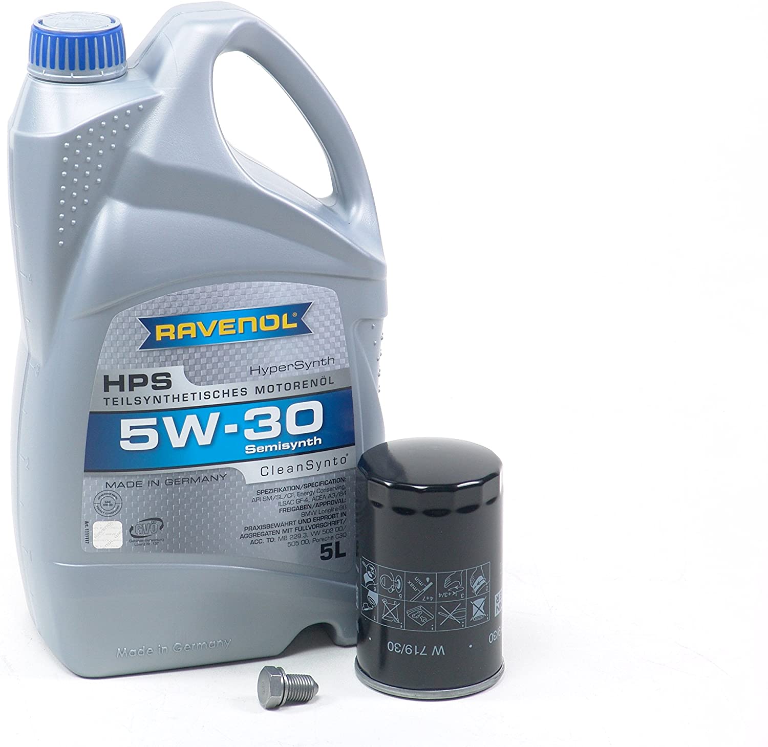 Blau J1A5053-A Motor Oil Change Kit - Compatible with 1999-05 Audi A4 w/ 4 Cylinder 1.8T Engine - 5w30 (2003-06 Cabriolet)