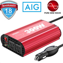 300Watt Pure Sine Wave Power Inverter DV 12volt to AC 120volt Car Converter Adapter with Dual USB Ports for Smartphones Laptops Tablets CPAP