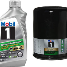 Mobil 1 Advanced Fuel Economy Full Synthetic Motor Oil 0W-20, 1-Quart, Single Bundle M1-110A Extended Performance Oil Filter, 1-Count