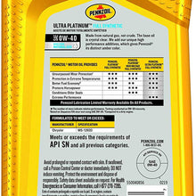 Pennzoil Ultra Platinum Full Synthetic 0W-40 Motor Oil (1 Quart, Case of 6)