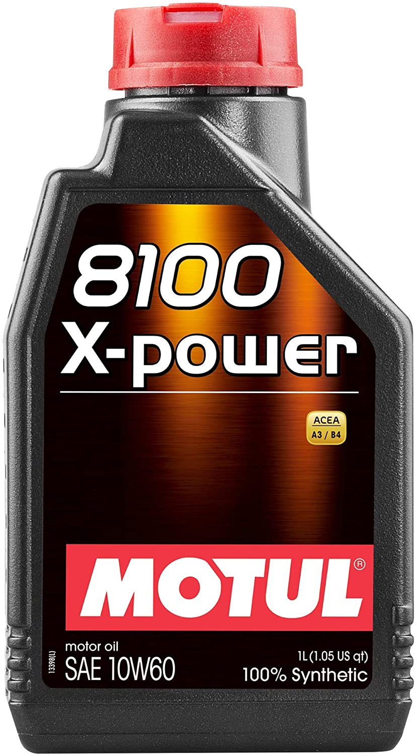 Motul 106142 8100 10W60 X-Power Synthetic Engine Oil-Acea A3/B4 1-Liter, 33.81 Fluid_Ounces