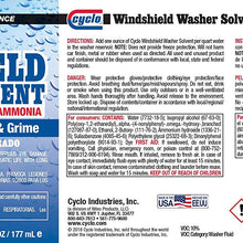 Cyclo C206 6 Fluid Ounce, (Pack of 24) Concentrated Windshield Washer Solvent with Ammonia, 24 Pack