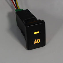 iJDMTOY (1) Factory Style 4-Pole 12V Push Button Switch w/ LED Background Indicator Lights Compatible With Fog Lights, DRL, LED Light Bar, etc (200 Series Toyota, 33x22mm)