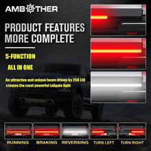 AMBOTHER 60-Inch Tailgate Light Bar Double Row Waterproof Light Strip Running Turn Signal Brake Reverse Tail Lights 5050 LEDs No Drill Install for Pickup Trucks Trailer Car