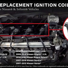 Ignition Coil Pack Set of 4 - Compatible with Nissan & Infiniti Vehicles - 2007-2017 Altima 2.5L, Sentra, Rogue, Cube, Versa, QX60, FX50, M56 - Replaces 22448JA00C, 22448ED000, 22448JA00A, UF549