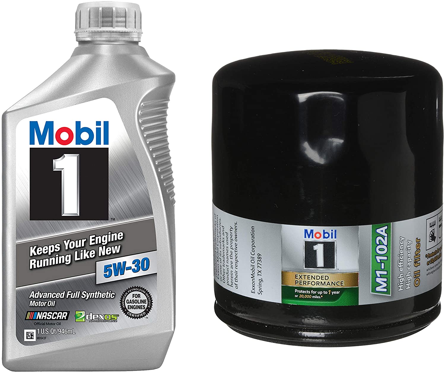 Mobil 1 Advanced Full Synthetic Motor Oil 5W-30, 1-Quart, Single Bundle M1-102A Extended Performance Oil Filter