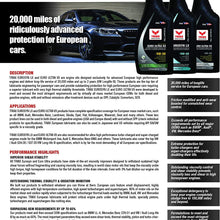 Triax Euro Ultra VX 0W-40 Full Synthetic - 20,000 Miles Long Drain - Extreme Performance OEM Grade - Compatible with ACEA C3, A3/B4, VW502.00, BMW LL-04, MB 229.51, 229.5, Porsche A40