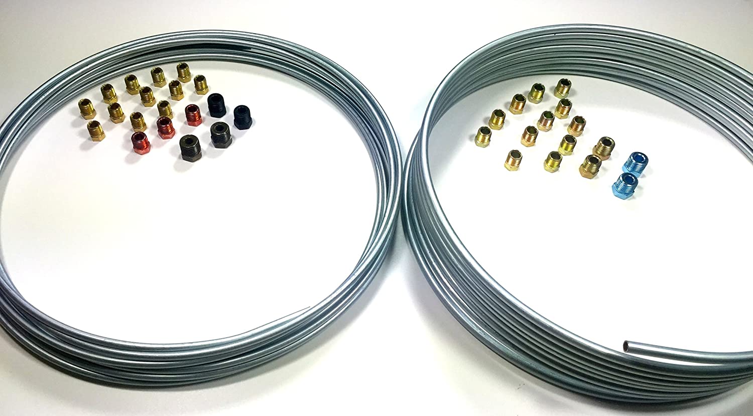 Complete 25' Rolls of 3/16 and 1/4 inch Brake Line Kit WITH Fittings