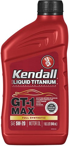 Kendall 1074951 Synthetic Motor Oil (GT-1 MAX Full with Liquid Titanium 5W20-1 Quart), 32. Fluid_Ounces