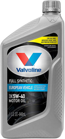 Valvoline European Vehicle Full Synthetic SAE 5W-40 Motor Oil 1 QT