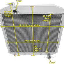 3 Row Radiator, All Aluminum & 16" Fan for 1953-1956 Ford Pickup Trucks. Engines: Chevy conversions Only. Radiator Manufactured by Champion Cooling Systems. Part#8356