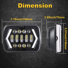 7x6" inch Halo LED Headlights, OVOTOR 5x7 inch Square LED Headlamp with Arrow Angel Eyes DRL Turn Signal Light Replaces H6054 H5054 H6054LL 69822 Fit Trucks Jeep Wrangler XJ YJ Sedans GMC