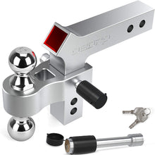 oEdRo Adjustable Trailer Hitch Ball Mount/Forged Aluminum Shank, 2" Receiver/6" Drop 2" & 2-5/16" Combo Tow Balls w/Double Pin Key Locks, 12500 lbs, Anodized Black