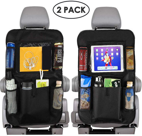 Reserwa Car Backseat Organizer 2 Pack Waterproof and Durable Car Seat Organizer Kick Mats Muti-Pocket Back Seat Storage Bag with Touch Screen Tablet Holder to Organize Toy iPad Bottle Snacks Books