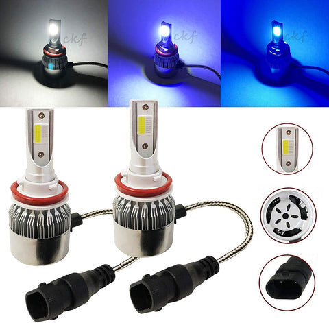 CK Formula (3 Color in 1 Bulb) H11 6000K Ultra White 8000K 10000K Blue Xenon COB LED (Low Beam Headlight) 7600 LM 72W US