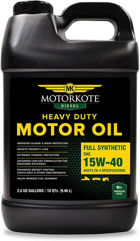 Motorkote MK-50970-02 15W40 Full Synthetic Diesel Motor Oil, 2.5 Gallon/10 Quart