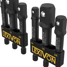 LEXIVON [2-Pack] Impact Grade Socket Adapter Set, 3" Extension Bit With Holder | 3-Piece 1/4", 3/8", and 1/2" Drive, Adapt Your Power Drill To High Torque Impact Wrench (LX-101X2)