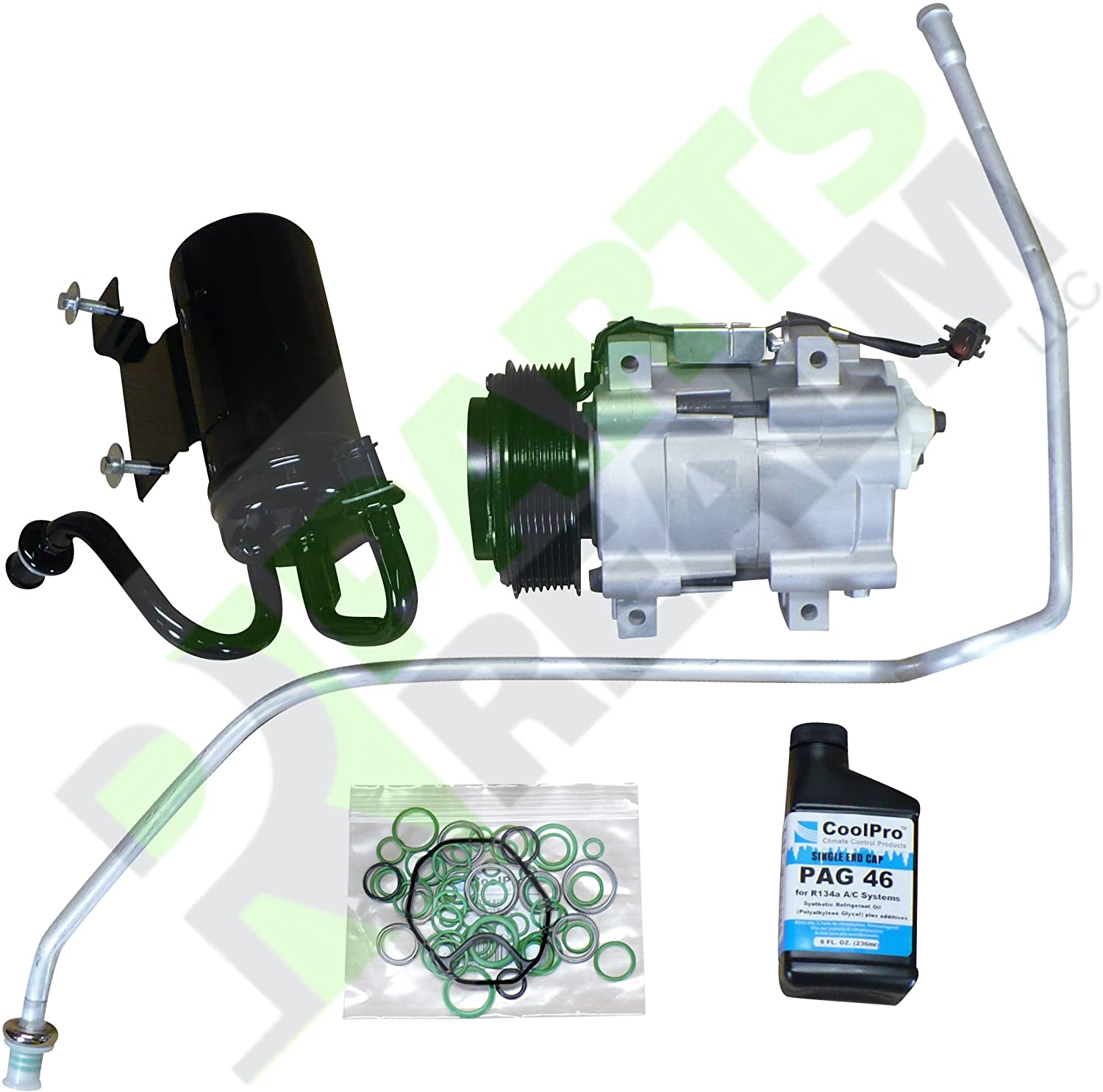 Parts Realm CO-0220RK Complete Compressor Replacement Kit - Reman Fits Dodge Ram R2500 R3500 5.9L Diesel, 6.7L Trucks 2006 2007 2008 2009 with Comp, Accum, Liquid Line with Orifice, Oil, and O-rings.