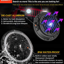 Aukmak 7 inch LED Headlights RGB Halo Ring Angel Eyes 7” Round Multicolor DRL Bluetooth Remote Control for Jeep Wrangler JK LJ CJ Sahara Sport Rubicon Headlamp 1997~2017