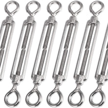 X AUTOHAUX 6pcs M6 Car 304 Stainless Steel Eye and Eye Turnbuckle Wire Rope Tension Replacement Silver Tone