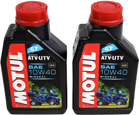 Motul 105878 4T 10W40 Motor Oil for 4 Stroke ATV/UTV Engines 1L/1.05 Quarts Can 10W-40 (2) Pack