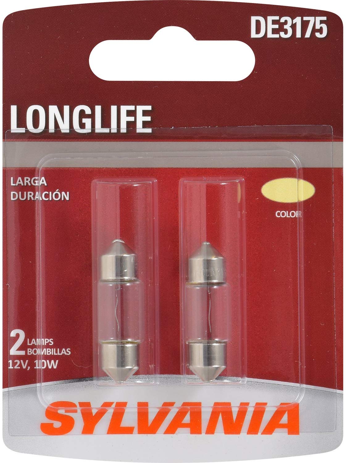 SYLVANIA - DE3175 Long Life Miniature - Bulb, Ideal for Interior Lighting - Trunk, Cargo and License Plate (Contains 2 Bulb)