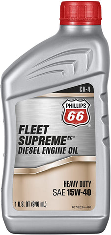 Phillips 66 1078291 Diesel Engine Oil (Fleet Supreme EC-API CK-4 15W40-1 Quart), 32. Fluid_Ounces