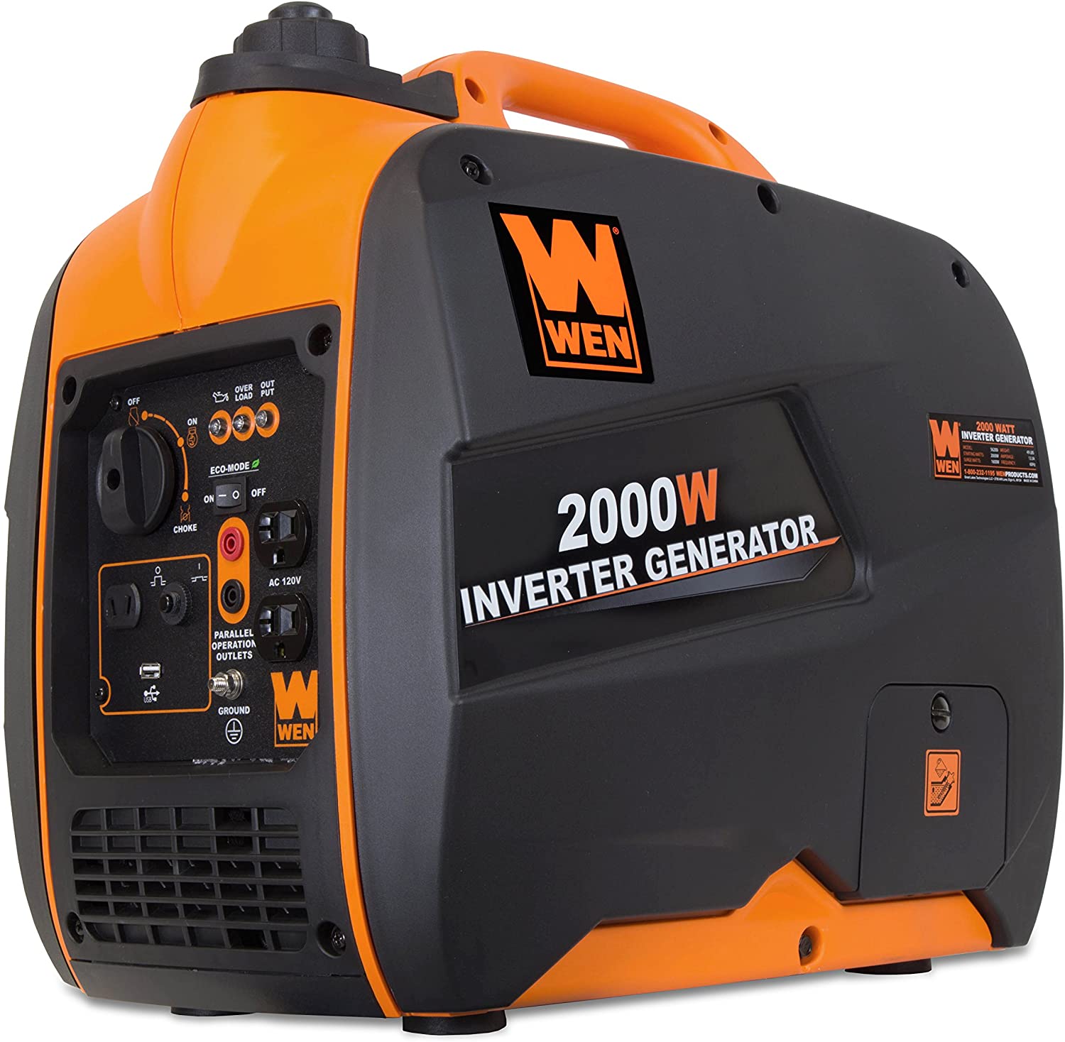 WEN 56200i 2000-Watt Gas Powered Portable Inverter Generator, CARB Compliant (2000 Watts (w/ 1600 Running) Generator)