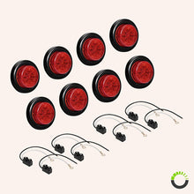 8pc 2" Red Round Trailer LED Marker Lights [DOT Approved] [Reflector Lens][10 LED] [Grommet] [Flush-Mount] [Waterproof IP67] Marker Lights for Trailer Truck