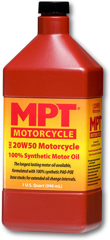 MPT Industries MPT34 - 20W/50 Hi-Performance Fully Synthetic Motorcycle Motor Oil - 1 Quart Bottle