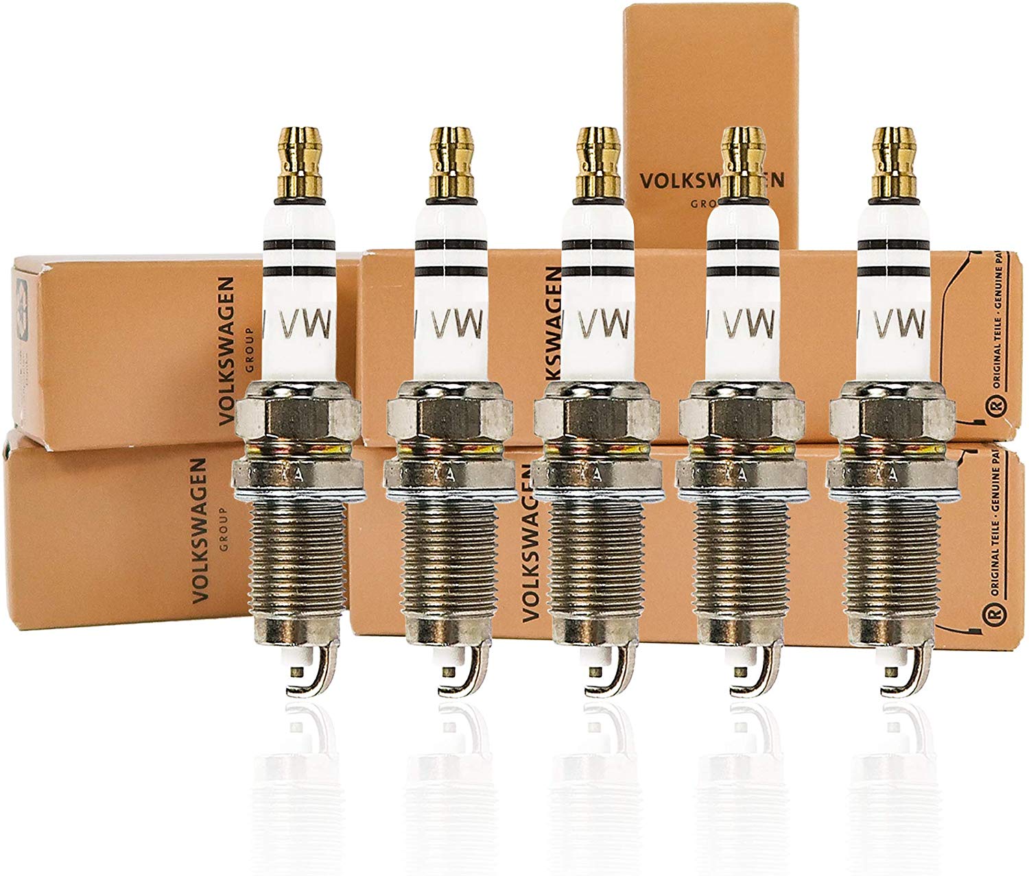 Genuine Spark Plugs, Set of 5 Volkswagen Spark Plugs for 2.5 L Engine, 101 905 601 F, Genuine Set of 5 Vehicle Part Manufactured in Germany fits to Volkswagen Models
