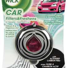 Air Wick Slow Release Car Air Freshener with Carbon Air Filter, Caribbean Lagoon and Hibiscus Flower, 1 Count