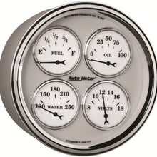 Auto Meter 1210 Old Tyme White II 5" Short Sweep Electric Quad Gauge