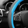 FH Group FH2009 Geometric Chic Genuine Leather Steering Wheel Cover (Blue) – Universal Fit for Cars Trucks & SUVs