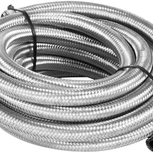 Mophorn AN8 20Ft Fuel Line Hose Kit - Stainless Steel Nylon Braided AN-8 Gas Oil Fuel Line Hose with 10PCS Aluminum Hose End Fitting Adapters Fuel Line Set (20Ft Silver)
