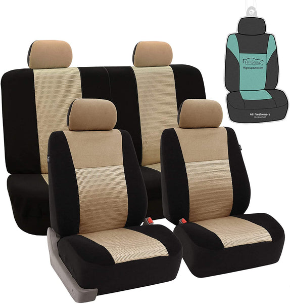 FH Group FB060102 Trendy Elegance Pair Set Bucket Car Seat Covers, (Airbag Compatible) w. Gift, Blue/Black Color-Fit Most Car, Truck, SUV, or Van