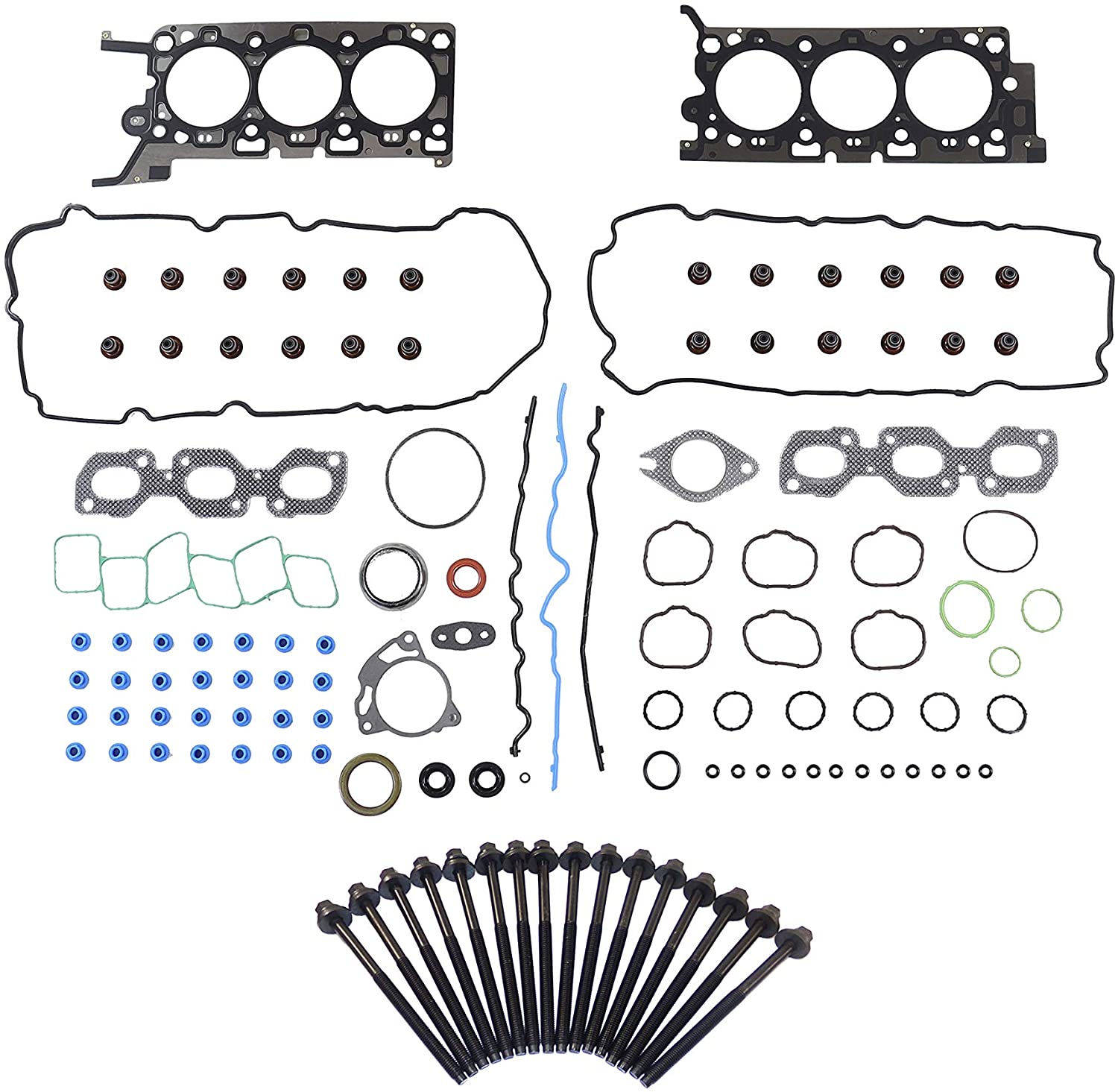 DNJ Head Gasket Set with Head Bolt Kit For 2010-2012 for Ford Escape 3.0L 2968cc 181cid V6 DOHC