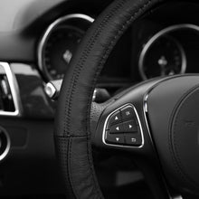 TLH Sleek & Sporty Genuine Leather Steering Wheel Cover, Black Color