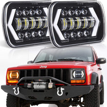 7x6" inch Halo LED Headlights, OVOTOR 5x7 inch Square LED Headlamp with Arrow Angel Eyes DRL Turn Signal Light Replaces H6054 H5054 H6054LL 69822 Fit Trucks Jeep Wrangler XJ YJ Sedans GMC