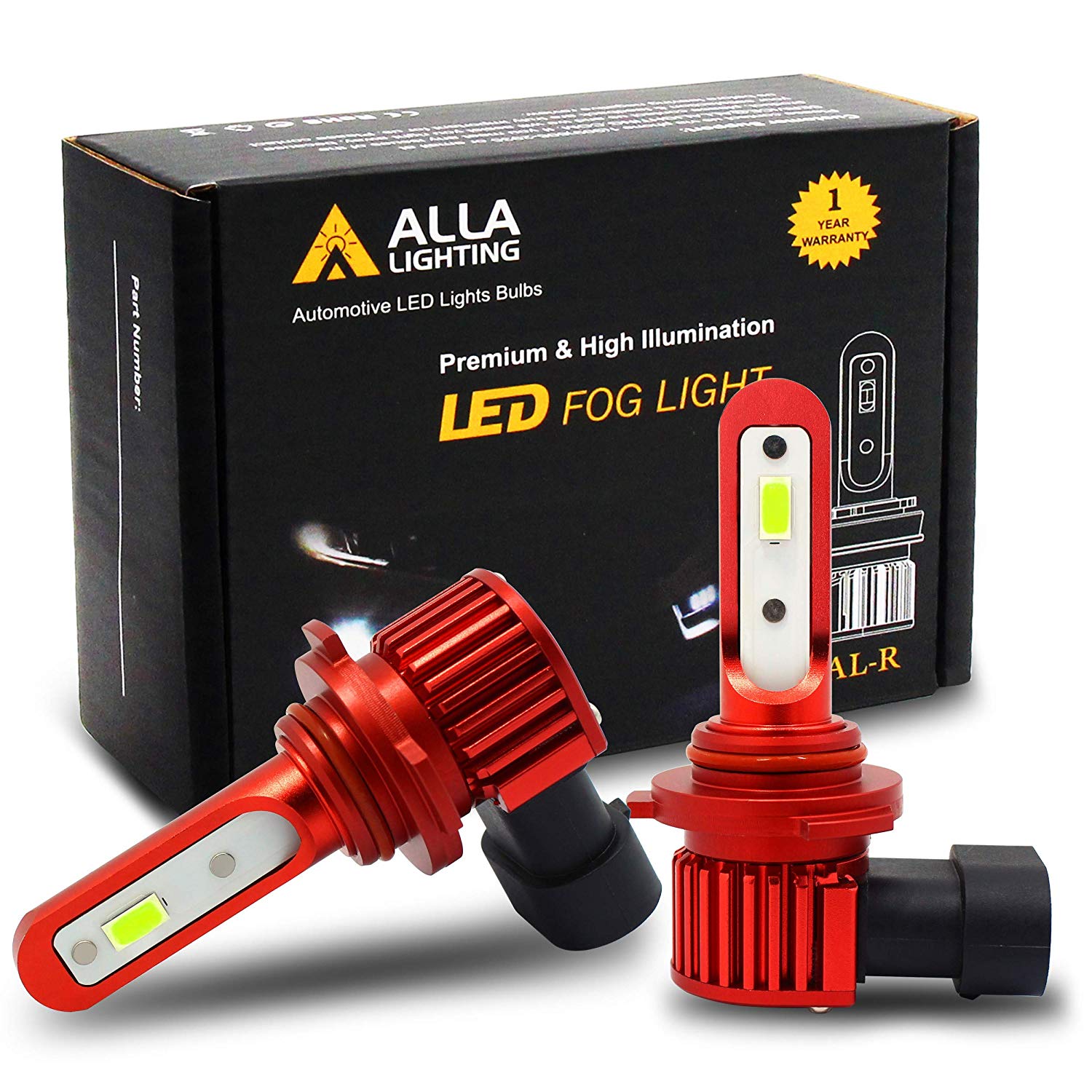 Alla Lighting 5200lm AL-R H10 9145 LED Ice Blue Fog Lights Bulbs Xtremely Super Bright PY20D H10 9145 LED Bulb 12V LED H10 9145 Bulb Replacement for Cars, Trucks w/ 9045 9140 9145 H10 Fog Light, 8000K