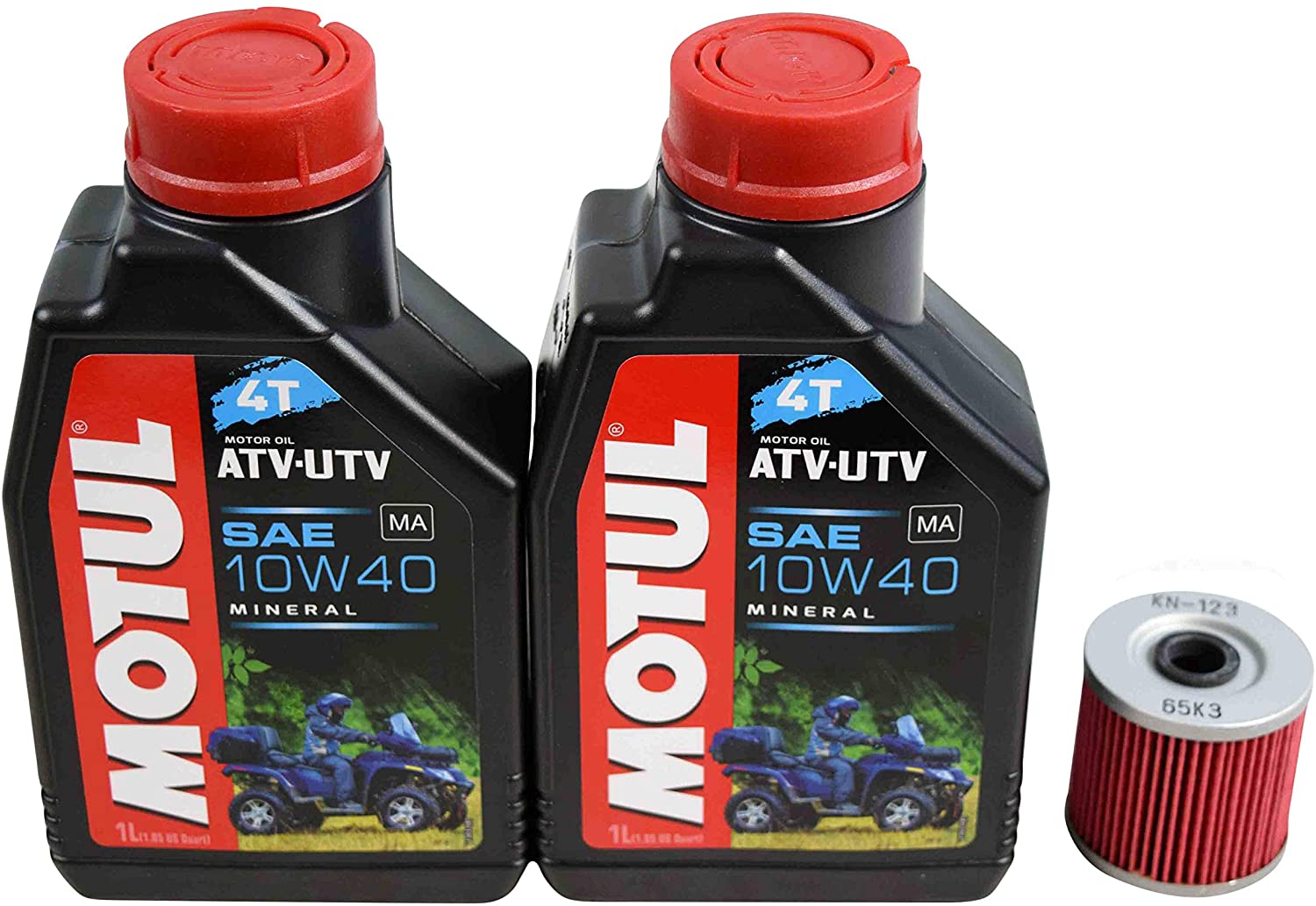 Motul Kawasaki KFL220 Bayou Mineral Engine Oil Change Kit 10W-40 2 Liters w/Performance Oil Filter
