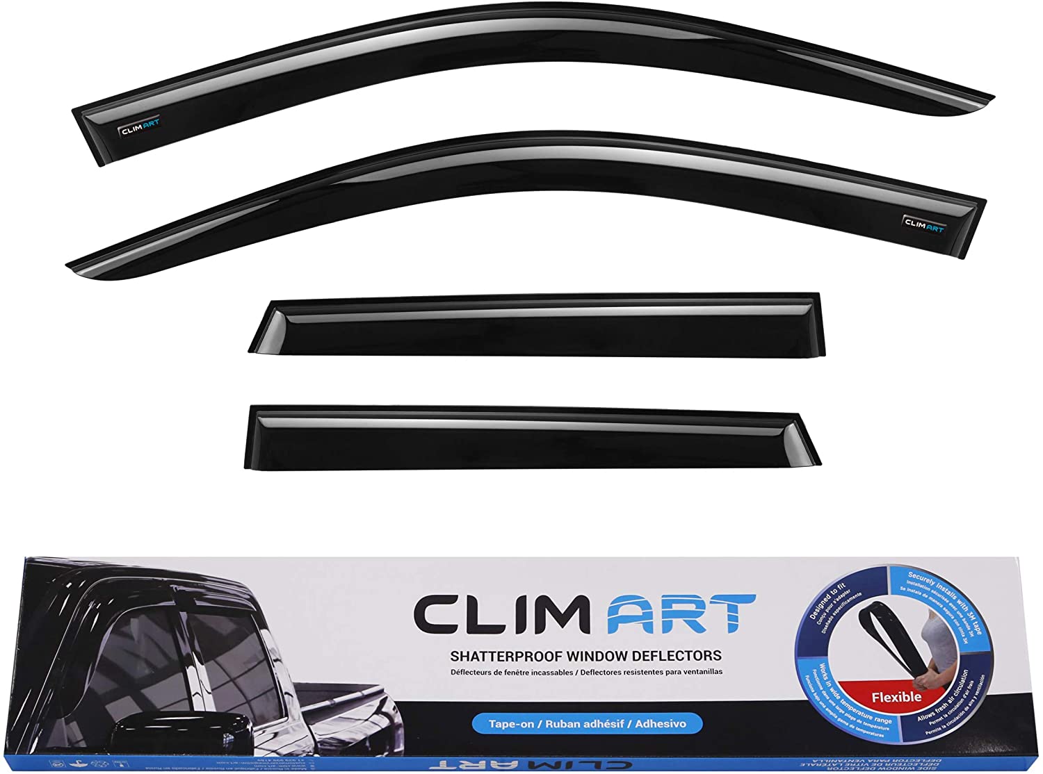 CLIM ART Incredibly Durable Rain Guards Suitable for Mitsubishi Outlander Sport 2011-2020, Original Tape-on Window Deflectors, Vent Window Visors, Dark Smoke, 4 pcs. - 411046