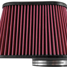 Airaid 721-128 Universal Clamp-On Air Filter: Oval Tapered; 4.5 Inch (114 mm) Flange ID; 7.375 Inch (187 mm) Height; 11.5 x 7 Inch (292 mm x 178 mm) Base; 9 x 4.5 Inch (229 mm x114 mm) Top